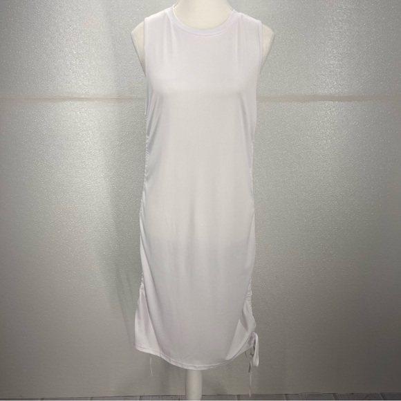 Sleeveless Bodycon Ruched Short Dress Side Drawstring Solid Crew Neck Casual XL - Picture 6 of 16